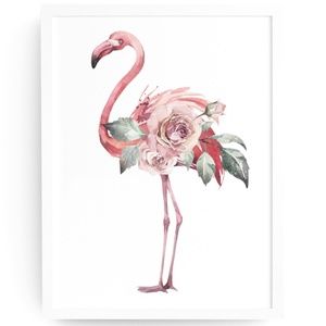 Watercolor Tropical Flamingo Wall Art Poster Print UNFRAMED